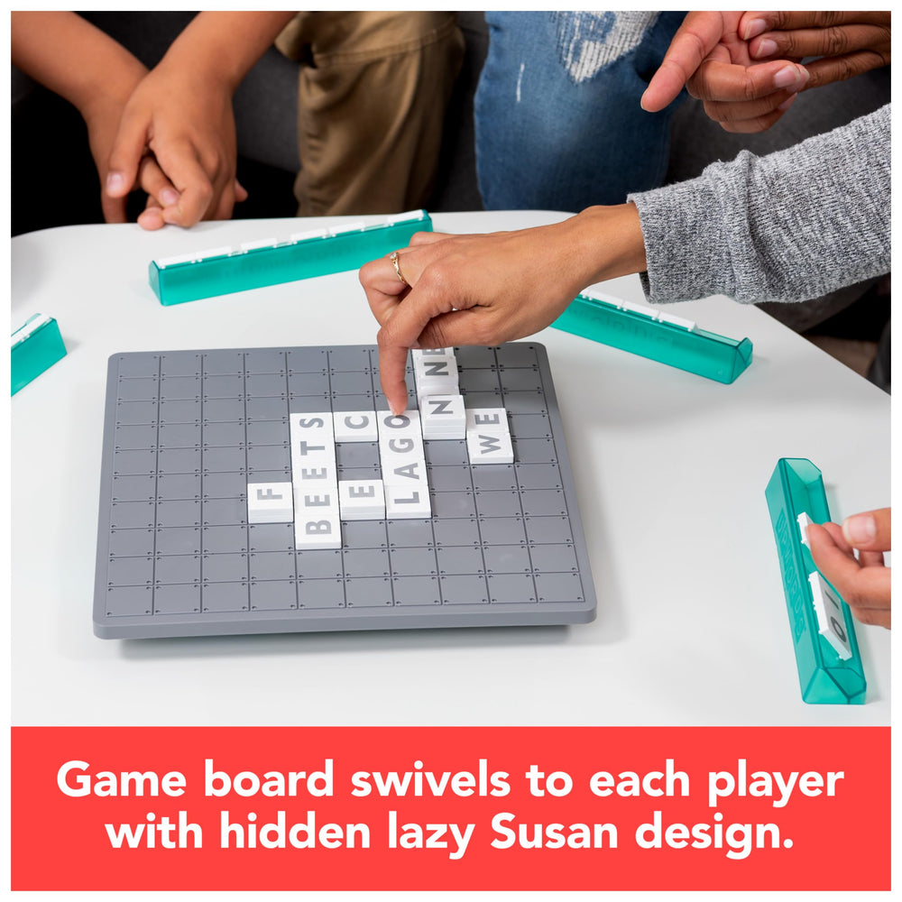 Upwords board on table shows family-friendly setup for game night