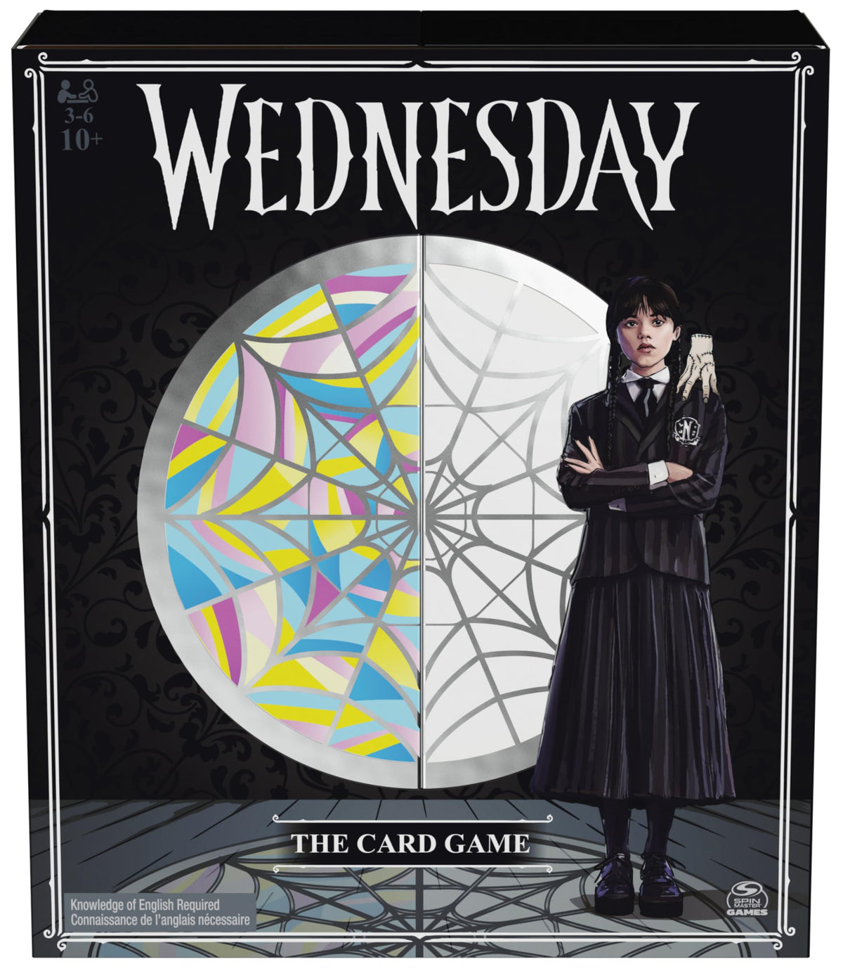 Spin Master Games Wednesday foil card cover with premium gothic artwork for fans.