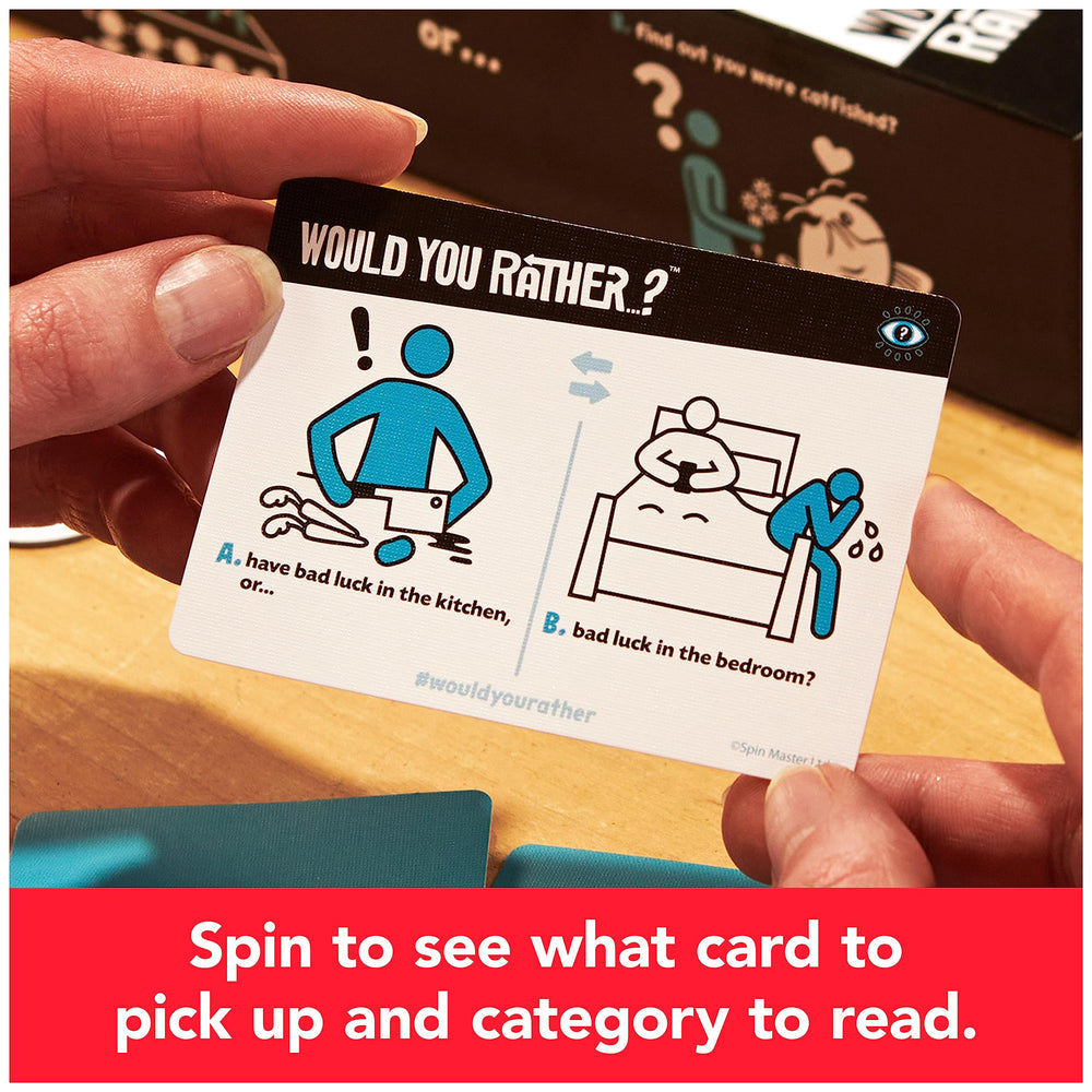 Spin Master Would You Rather voting cards reveal players' guesses.