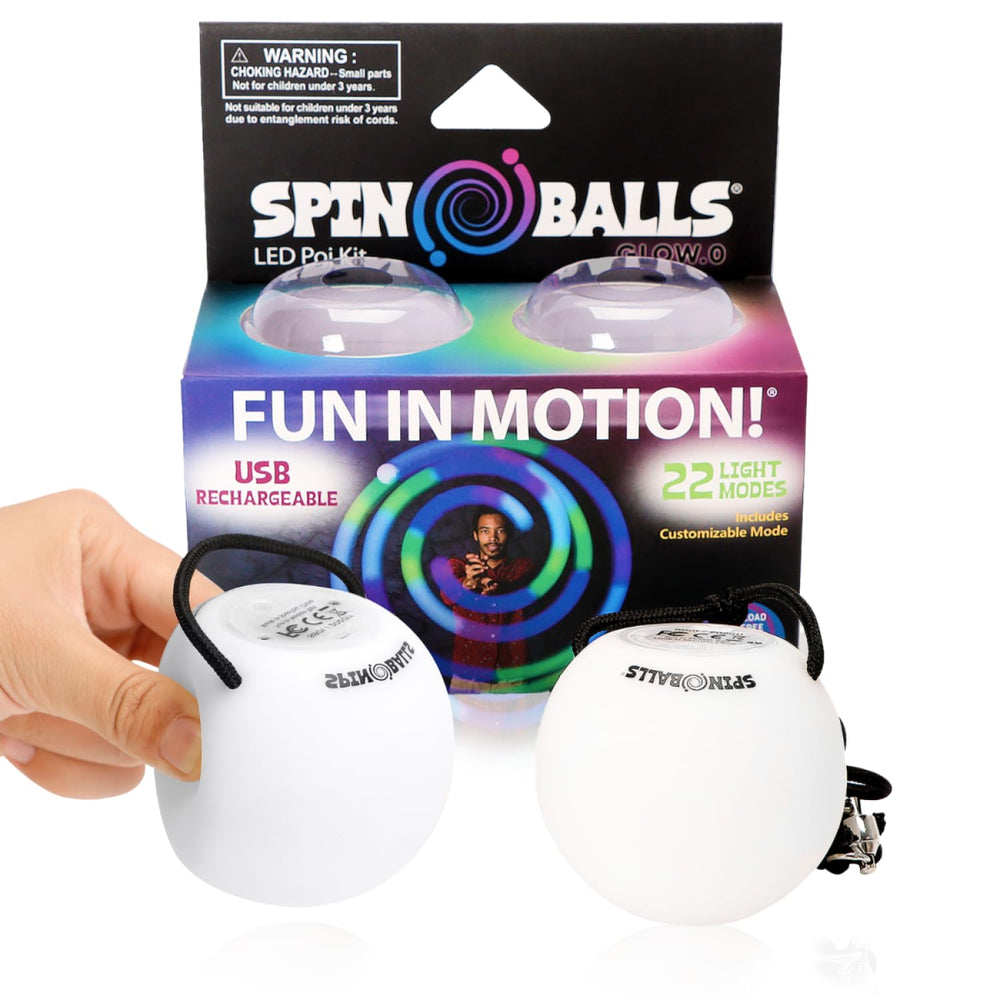 Spin Balls Glow.0 LED poi close-up showing bright colors and durable soft-core.