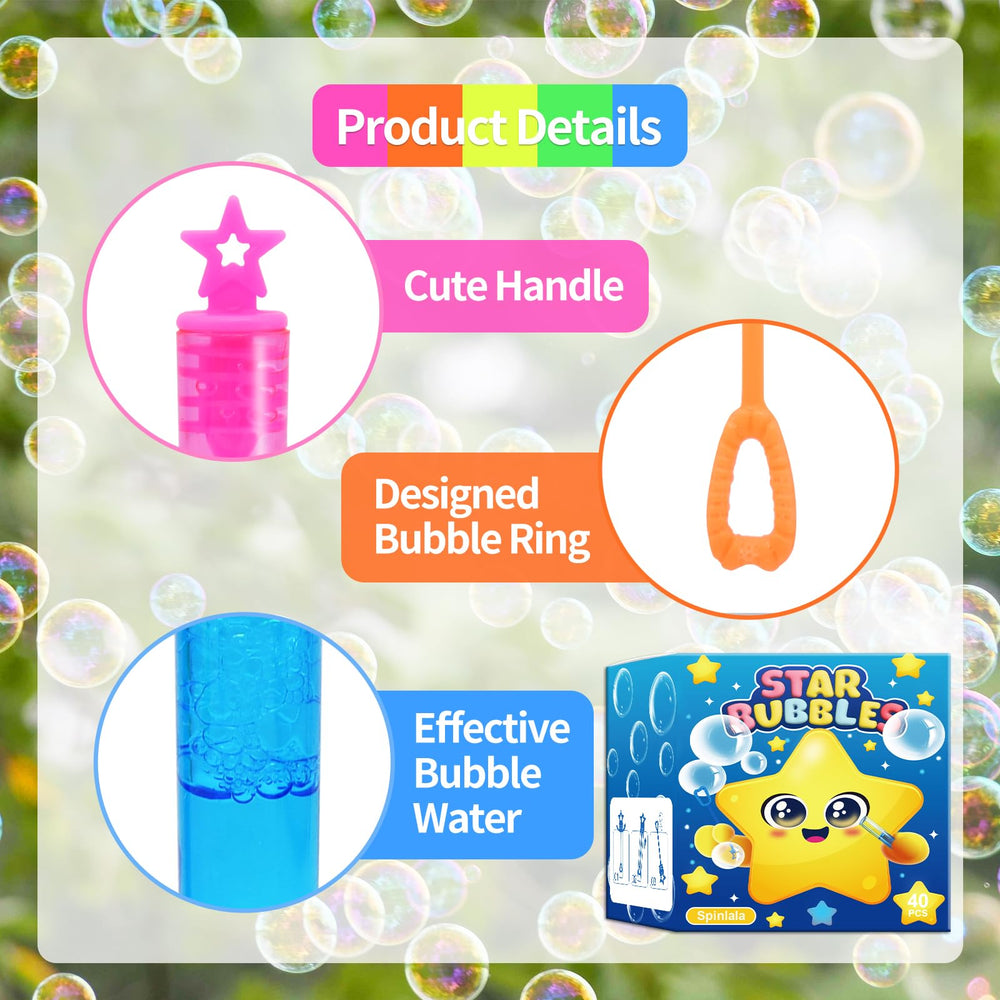 SpinLaLa pink star bubble wand for magical birthday celebration bubbles
