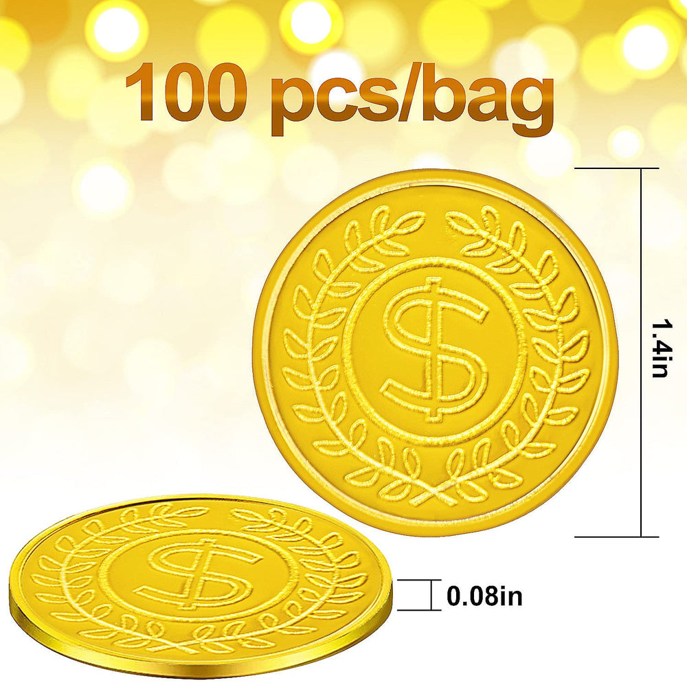 SpinLaLa gold coins close-up showing shiny surface for durable party decor.