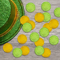 SpinLaLa shamrock-pattern coins printed on both sides for versatile decor