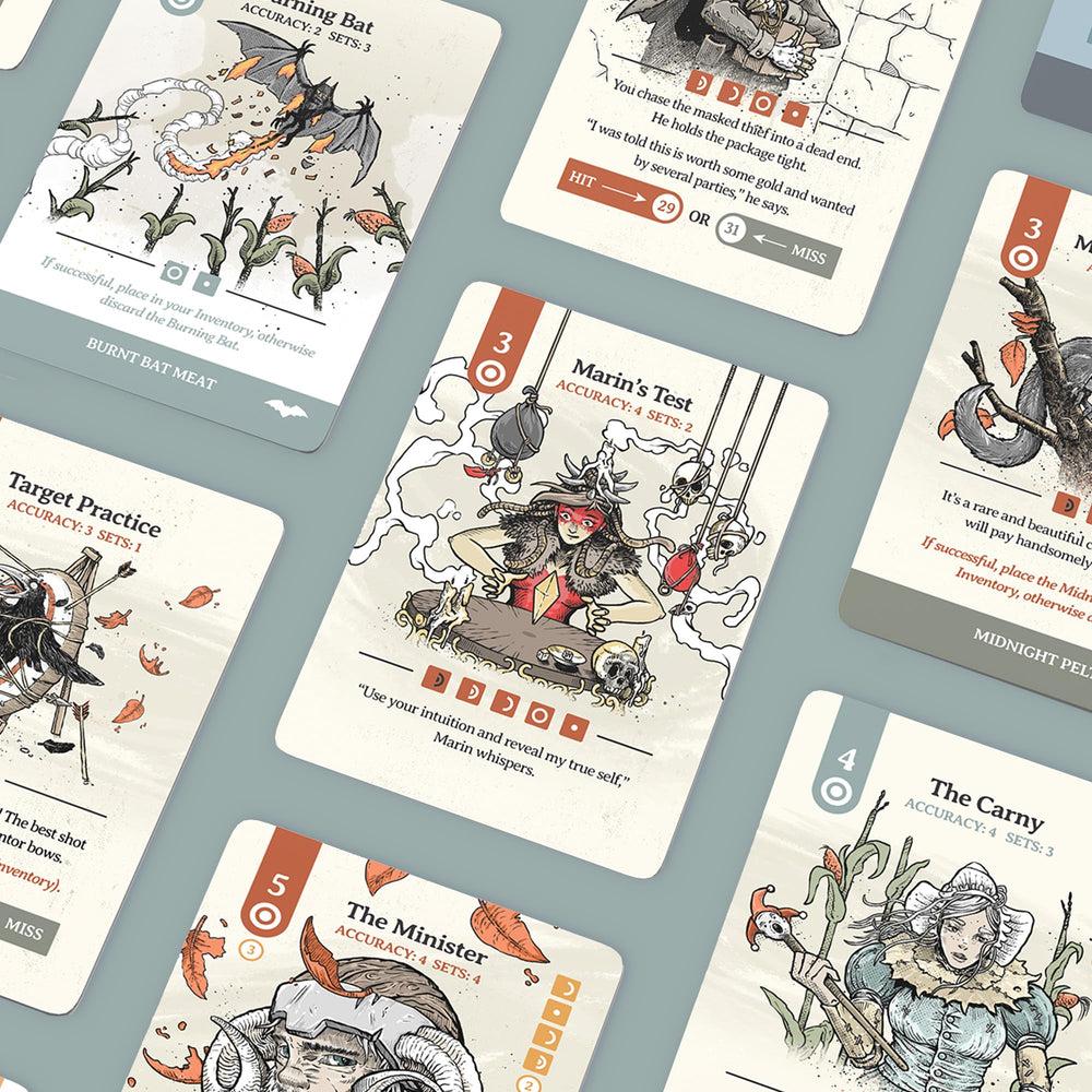 Spire's End Hildegard strategy and resource-management visuals highlight planning.