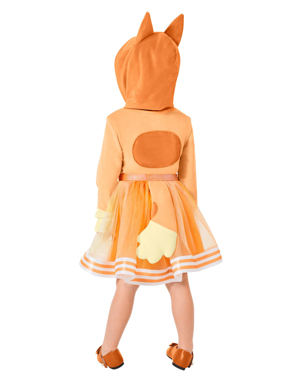 Spirit Halloween Bluey Bingo toddler dress back view for comfy, easy wear
