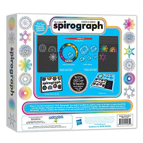 Spirograph stylus gliding on glitter wheel sparks precise scratch designs