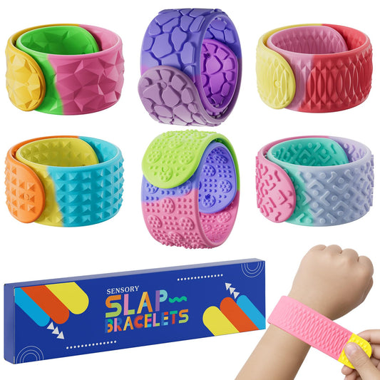 Spkwis sensory slap bracelets with six textures for tactile exploration and focus