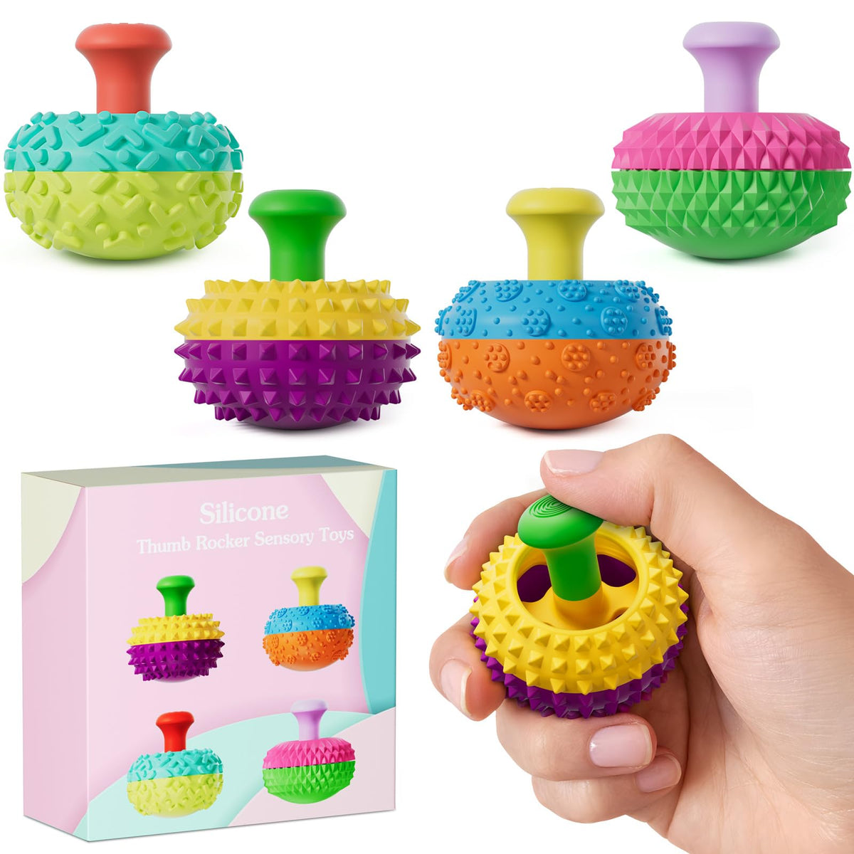 Spkwis silicone thumb rocker front view for desk stress relief and focus.