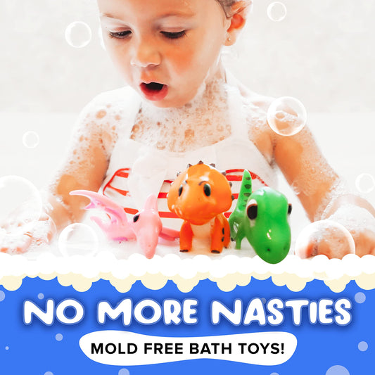 SplashEZ Tri-ceratop close-up: colorful learning dinosaur toy for early bath education.