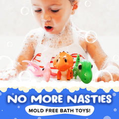 SplashEZ Tri-ceratop close-up: colorful learning dinosaur toy for early bath education.