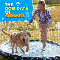 SplashEZ kids and dogs enjoying a sunny splash outdoors