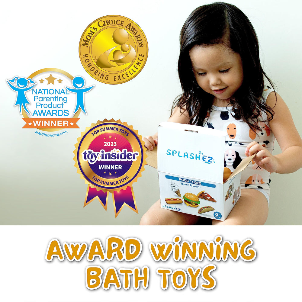 SplashEZ pizza slice bath toy provides colorful, imaginative meals
