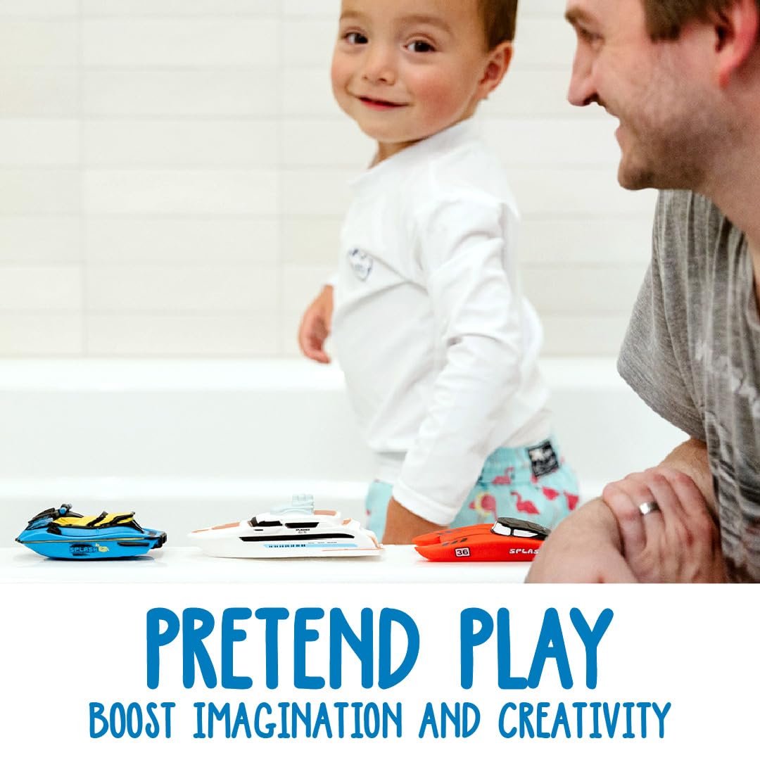 SplashEZ smooth-edges bath toy set for comfortable grip by little hands.