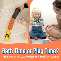 Three distinct SplashEZ trains encourage imaginative play and sequencing during tub time.