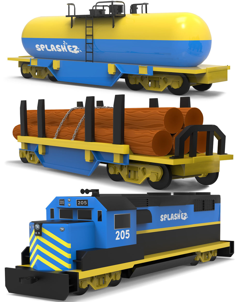 SplashEZ Train Toy Bath with no-hole design for quick drying and mold-free play.