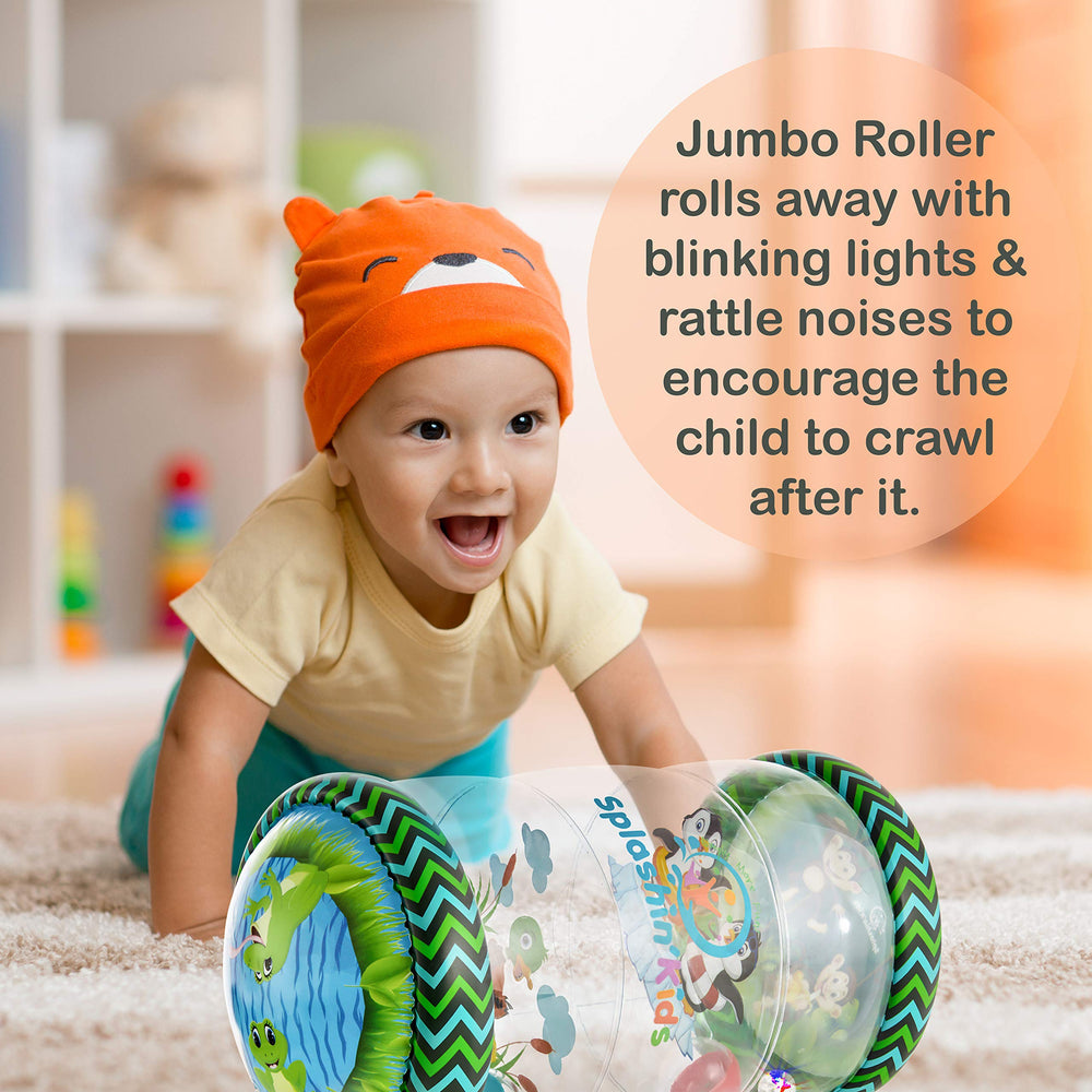 Splashin'kids jumbo-roller-ball-drop-toy engages baby with action-packed play for hand-eye coordination.