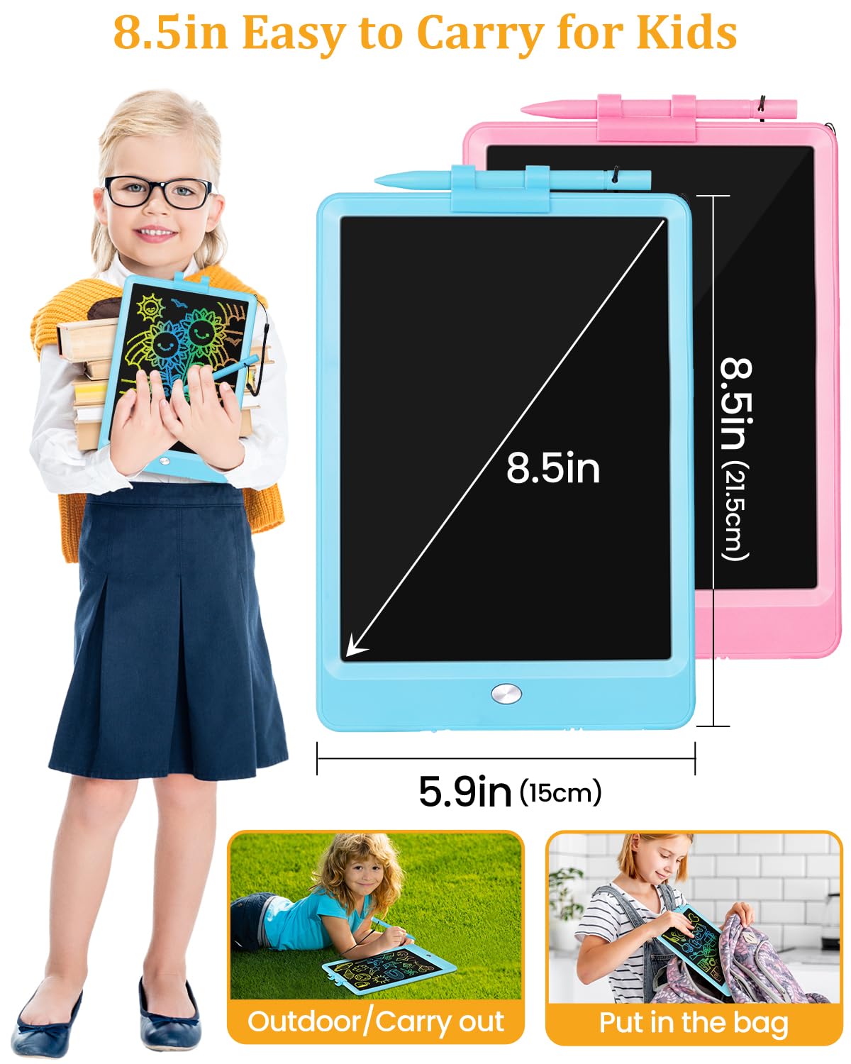 SplashNSpray kids doodle board with stylus for colorful, erasable art
