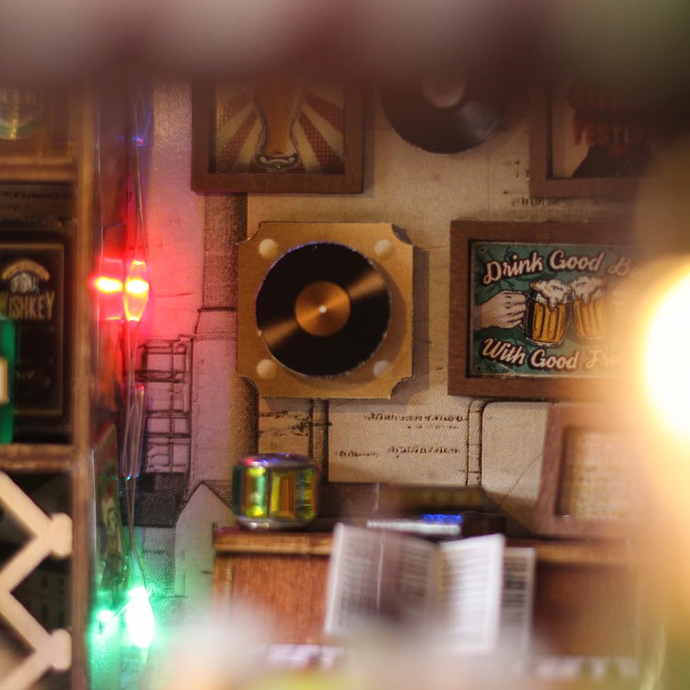 Splashora tavern mini beer bottles and posters enhance authentic detailing.