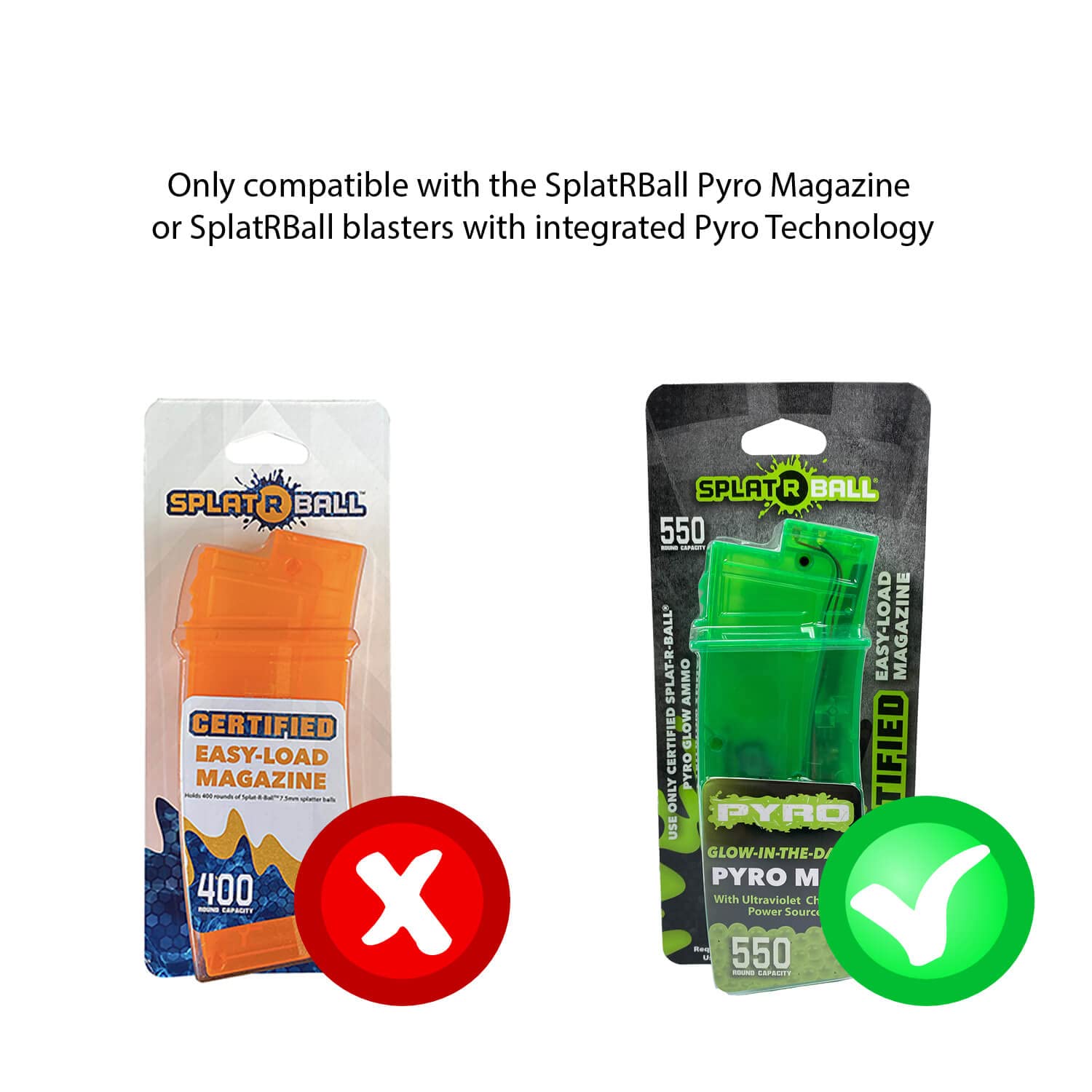 SPLATRBALL Pyro glow ammo glows in low light for nighttime skirmishes.
