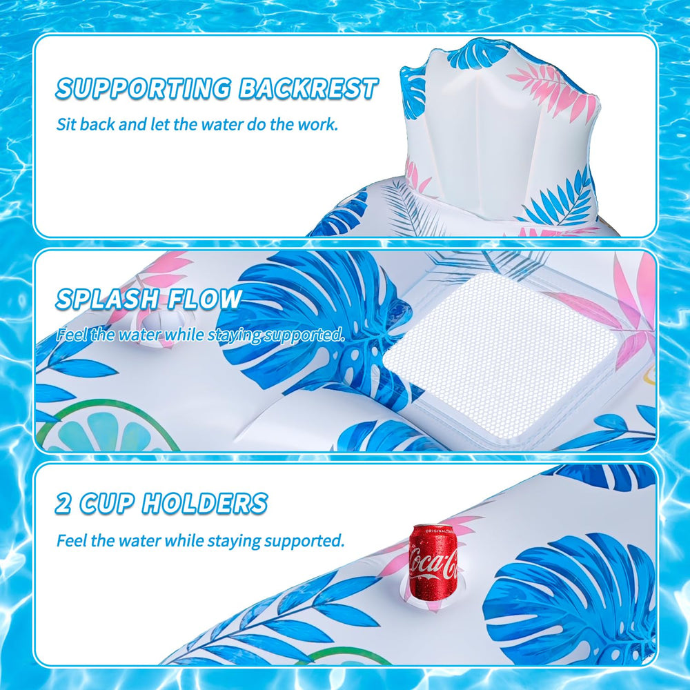 Spobot pool float with soft backrest and lounging surface on water.