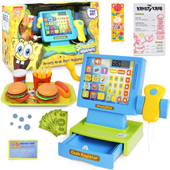 SpongeBob cash register with scanner for interactive pretend play at the counter.