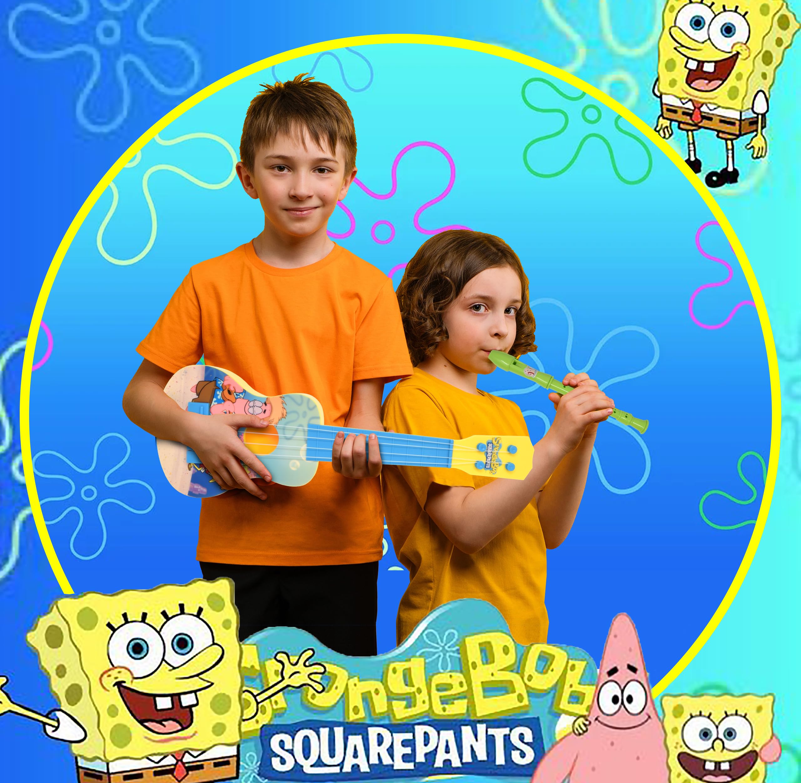 SpongeBob SquarePants 3-piece music set supports cognitive and motor development.