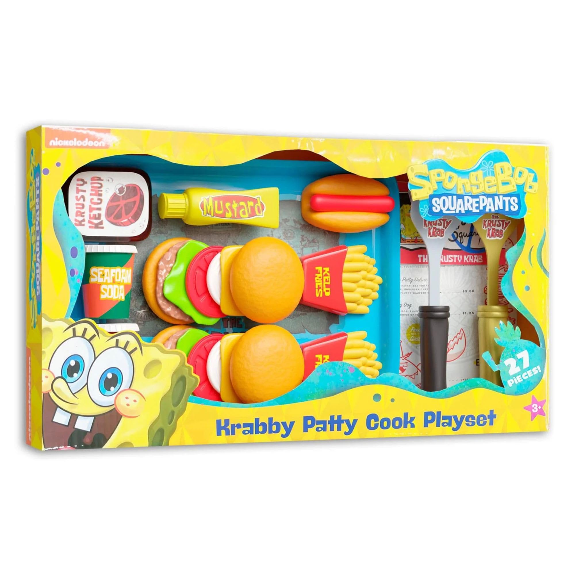 SpongeBob SquarePants pretend play menu sparks customer-order scenes.