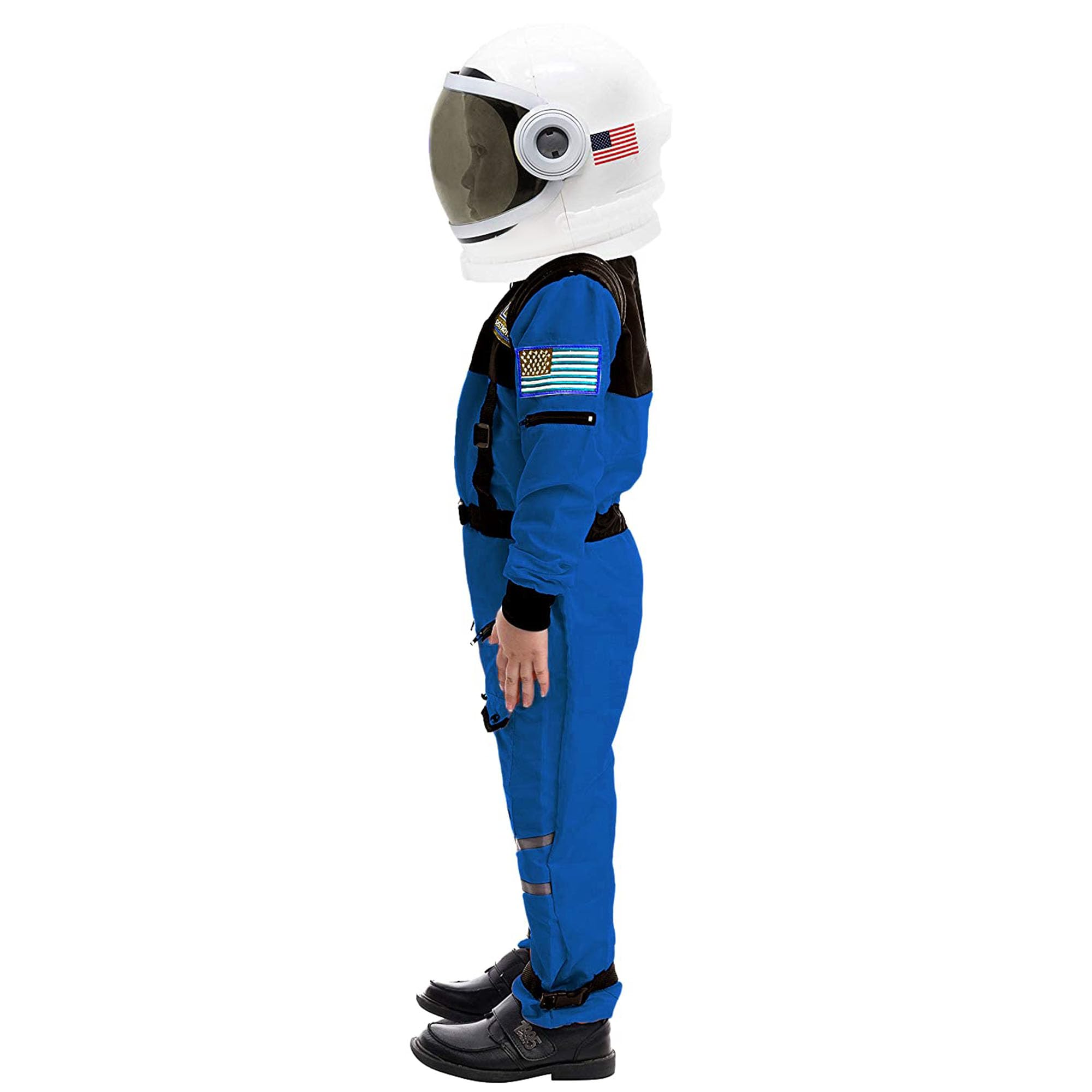 Spooktacular Creations blue space suit with front zip for easy dressing
