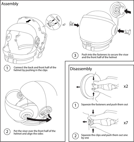 Close-up of the movable visor on the Spooktacular Creations astronaut helmet