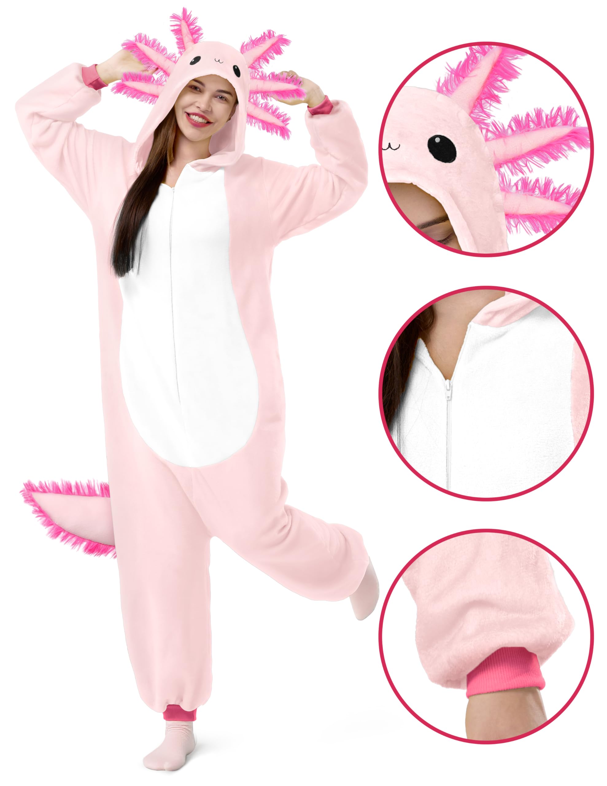 Spooktacular Creations axolotl costume six horns and tail design enhances look.