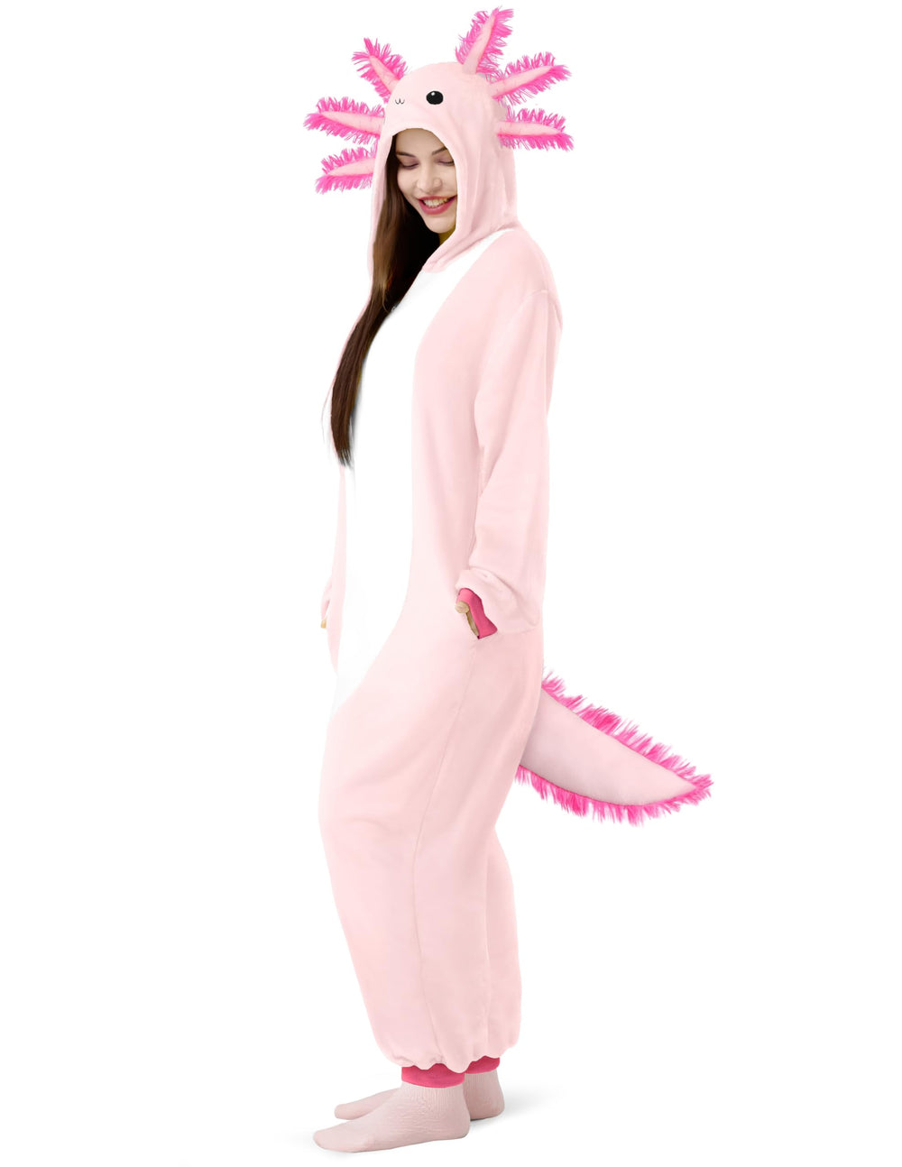 Spooktacular Creations axolotl costume with zipper closure for easy on and off.