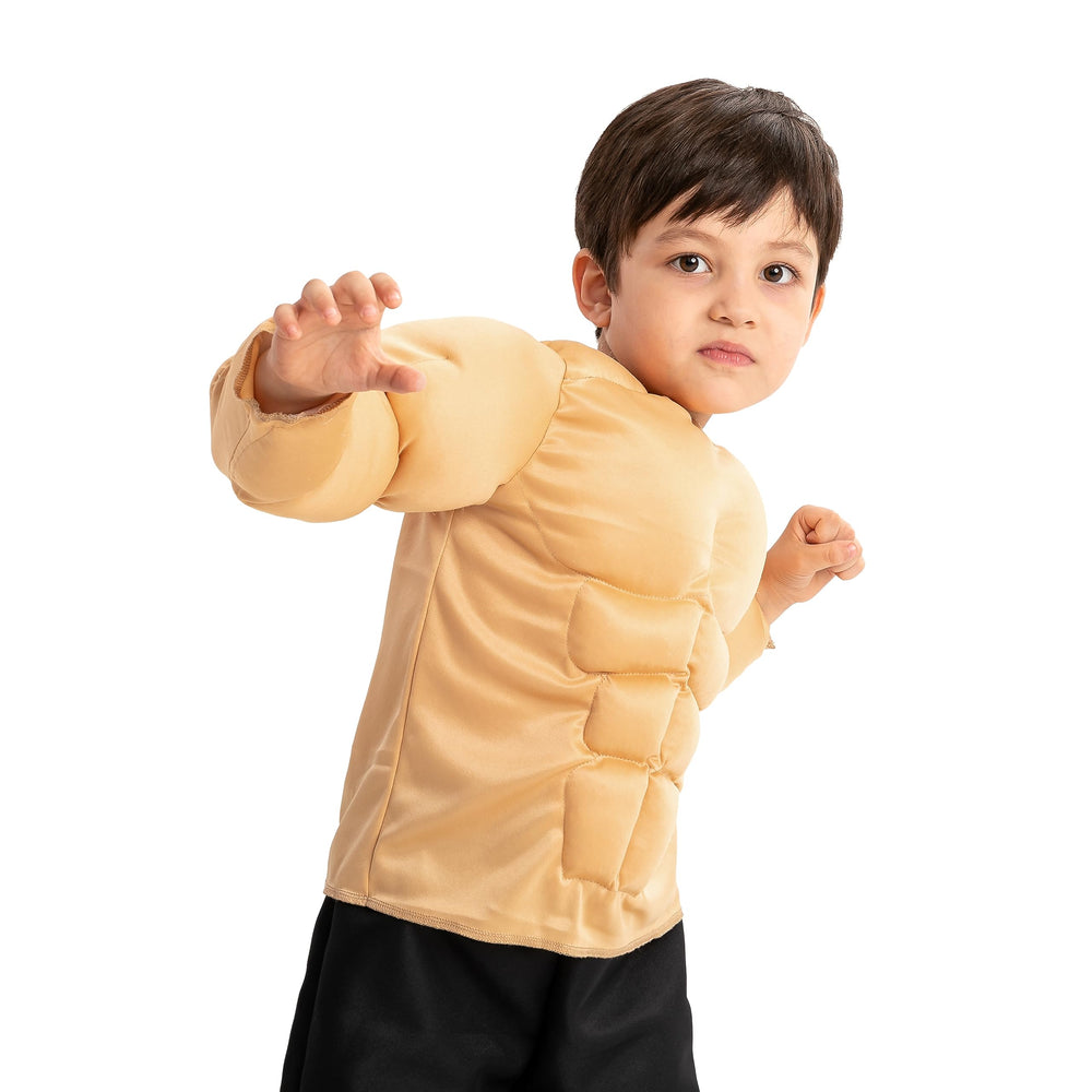 Spooktacular Creations body builder costume boys side view, easy slip-on wear for quick costume changes