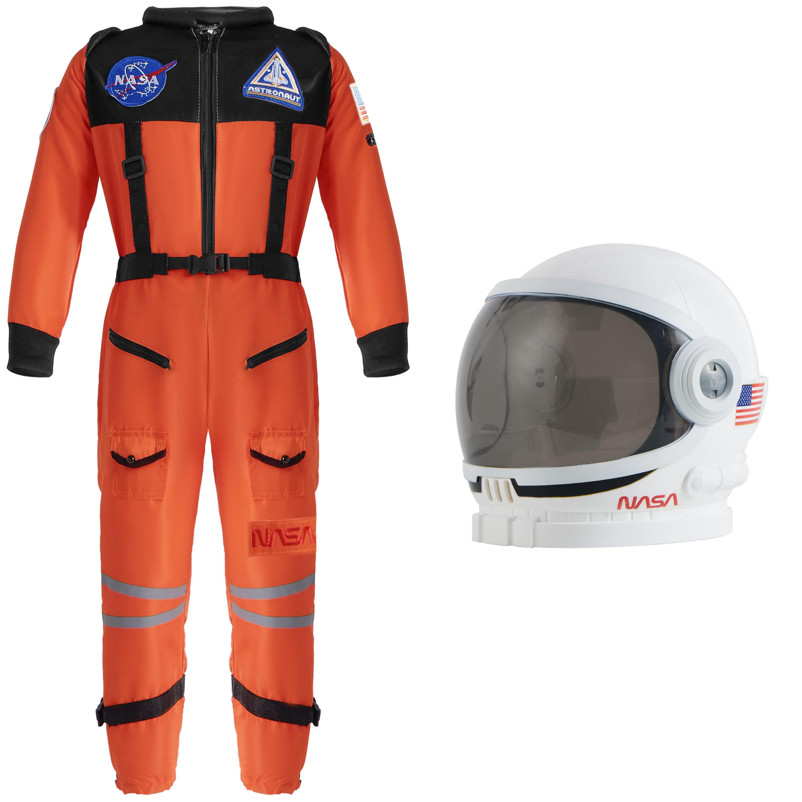 Spooktacular Creations embroidered logo with USA flag patches for authentic space look.