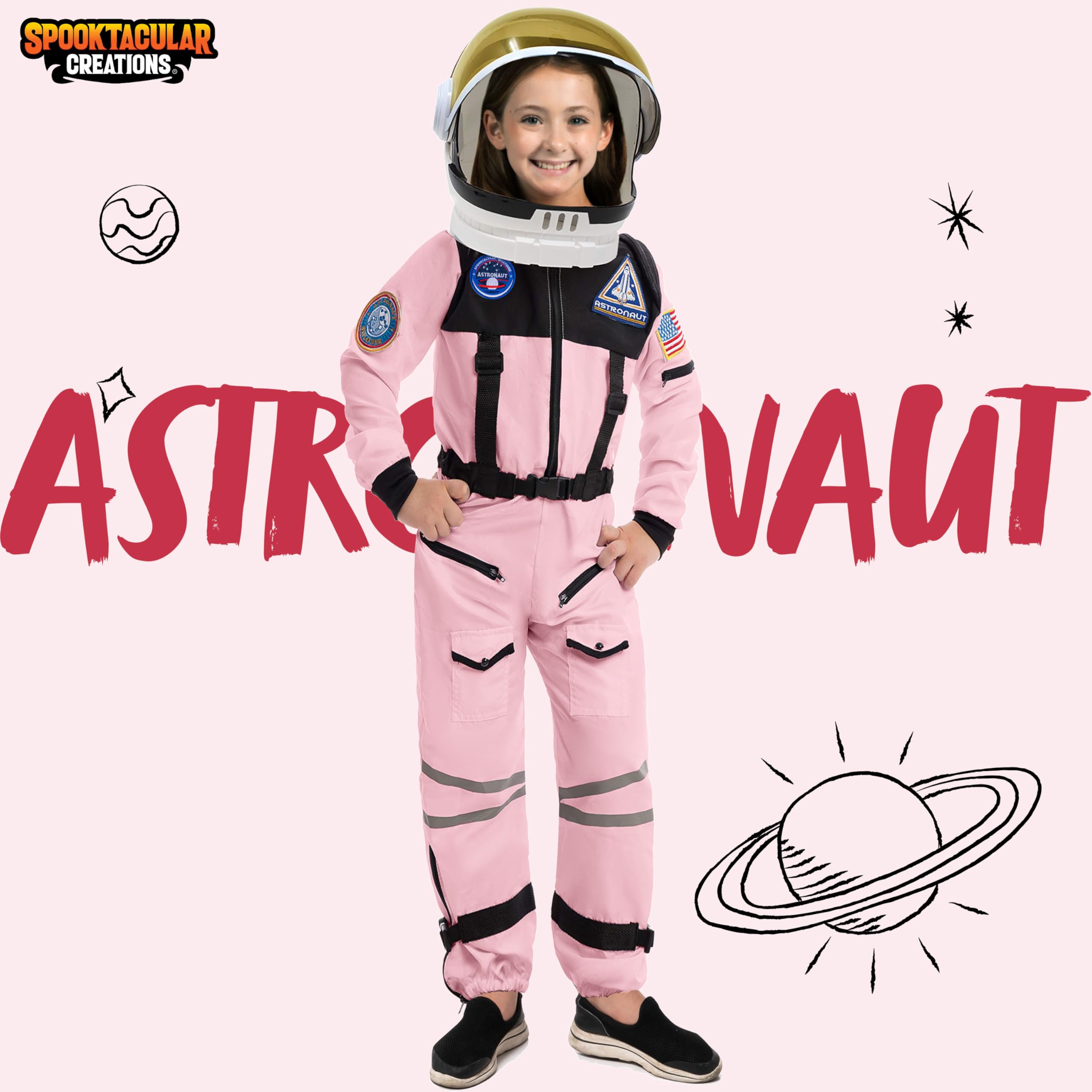 Spooktacular Creations movable visor helmet enhances authentic space role-play.