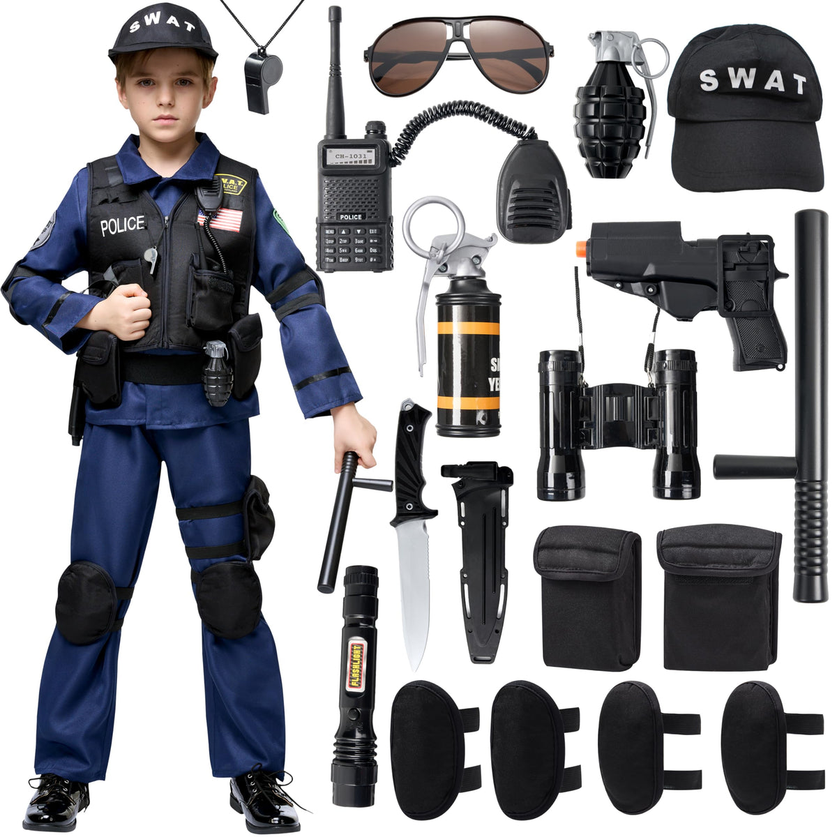 Spooktacular Creations police swat vest for kids, durable and comfortable for roleplay.
