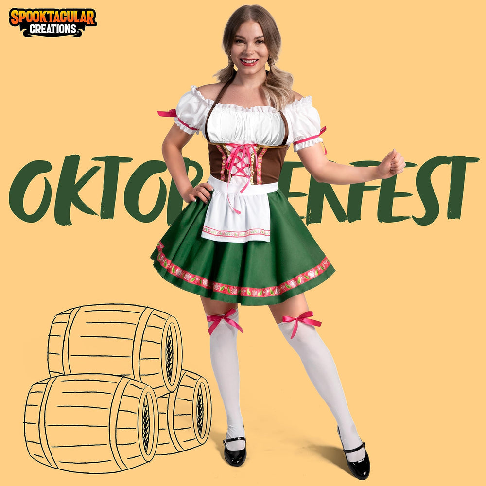 Spooktacular Creations thigh-high stockings complete an authentic Oktoberfest look.