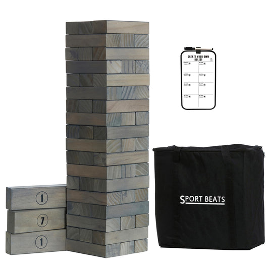 SPORT BEATS gray tower game setup showcases portable backyard fun with quick, organized storage.