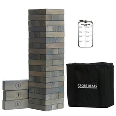 SPORT BEATS gray tower game setup showcases portable backyard fun with quick, organized storage.
