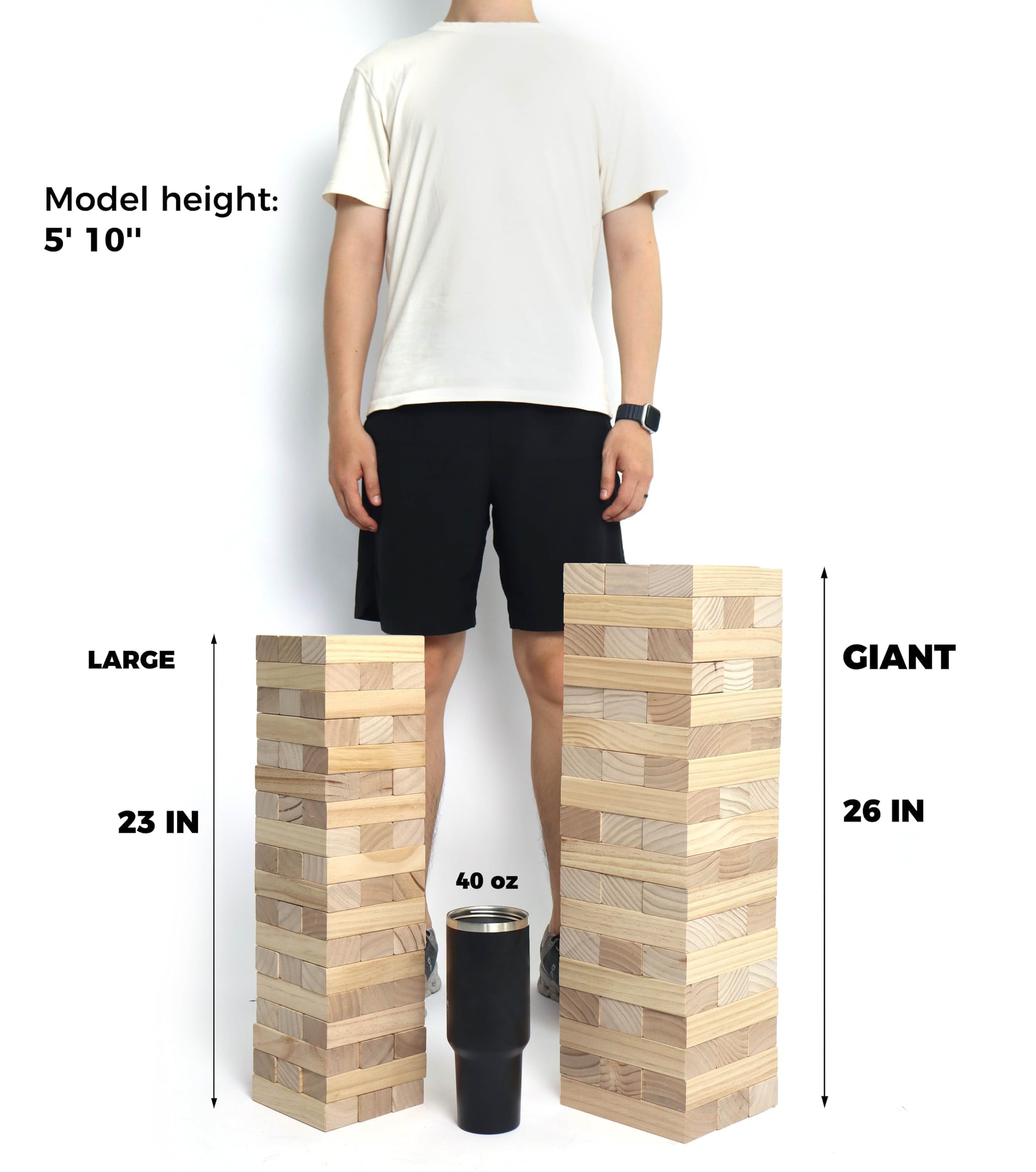 Tall SPORT BEATS tower in progress showing height potential from 23 to 46 inches