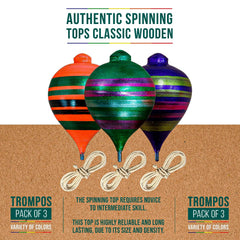 Sportida wooden top metal tip detail for precise, extended spins.