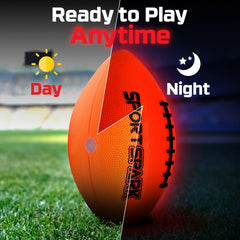SportSpark LED football illuminates on bounce for instant visibility during play