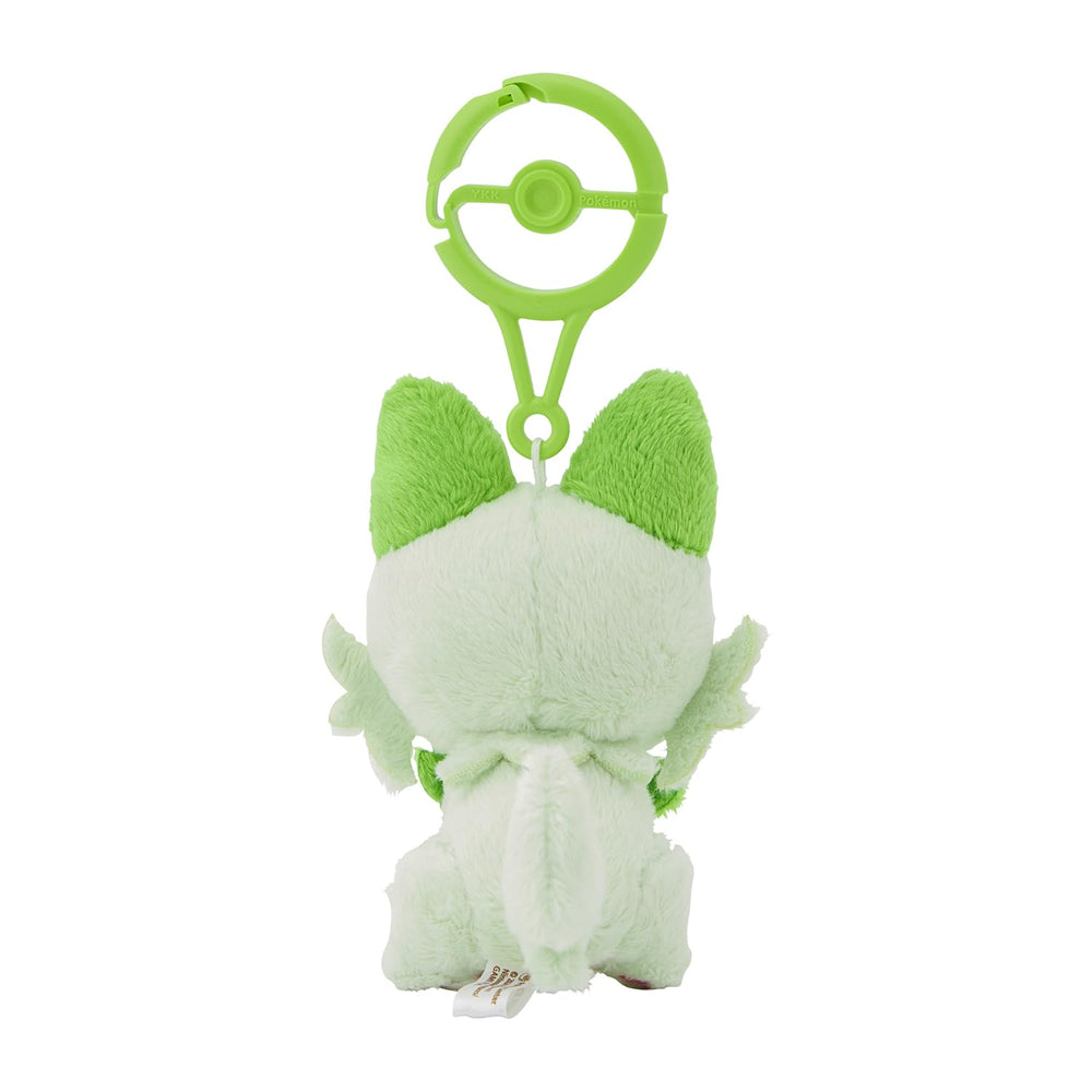 Sprigatito plush carabiner attachment ready to adorn backpacks.