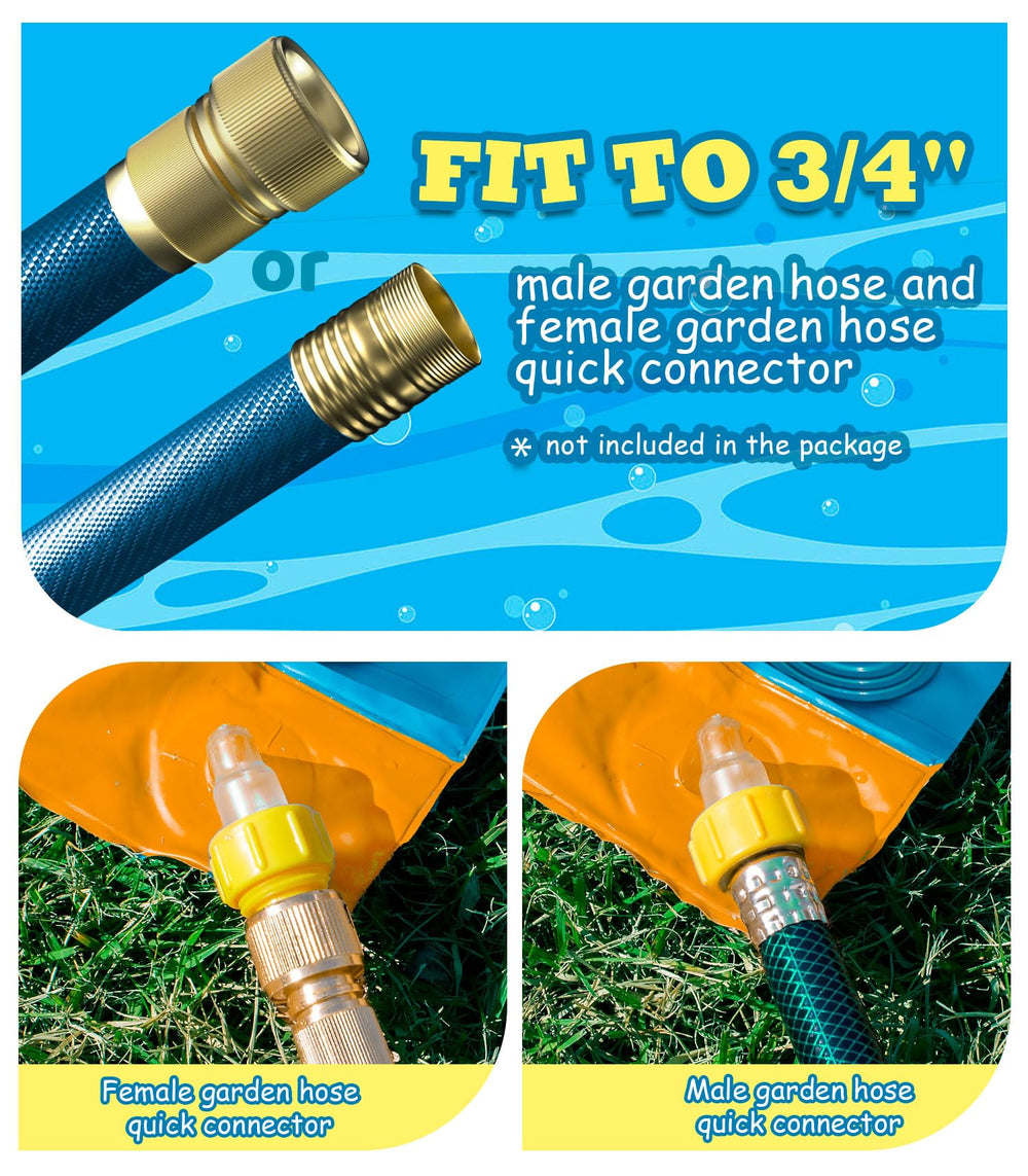 Spring Water slide folded for compact storage in a corner