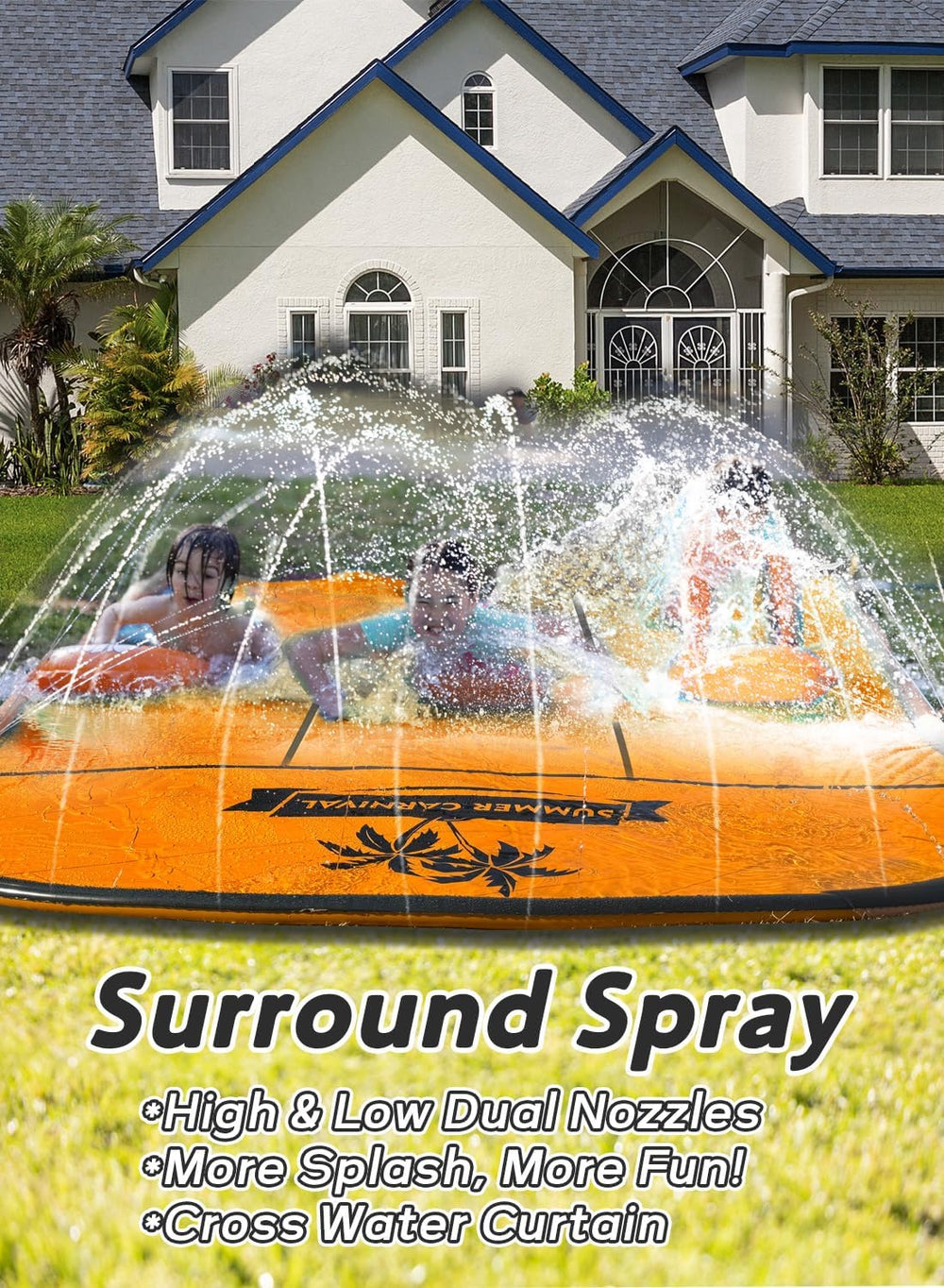 Spring Water inflatable bodyboard included for added splash rides