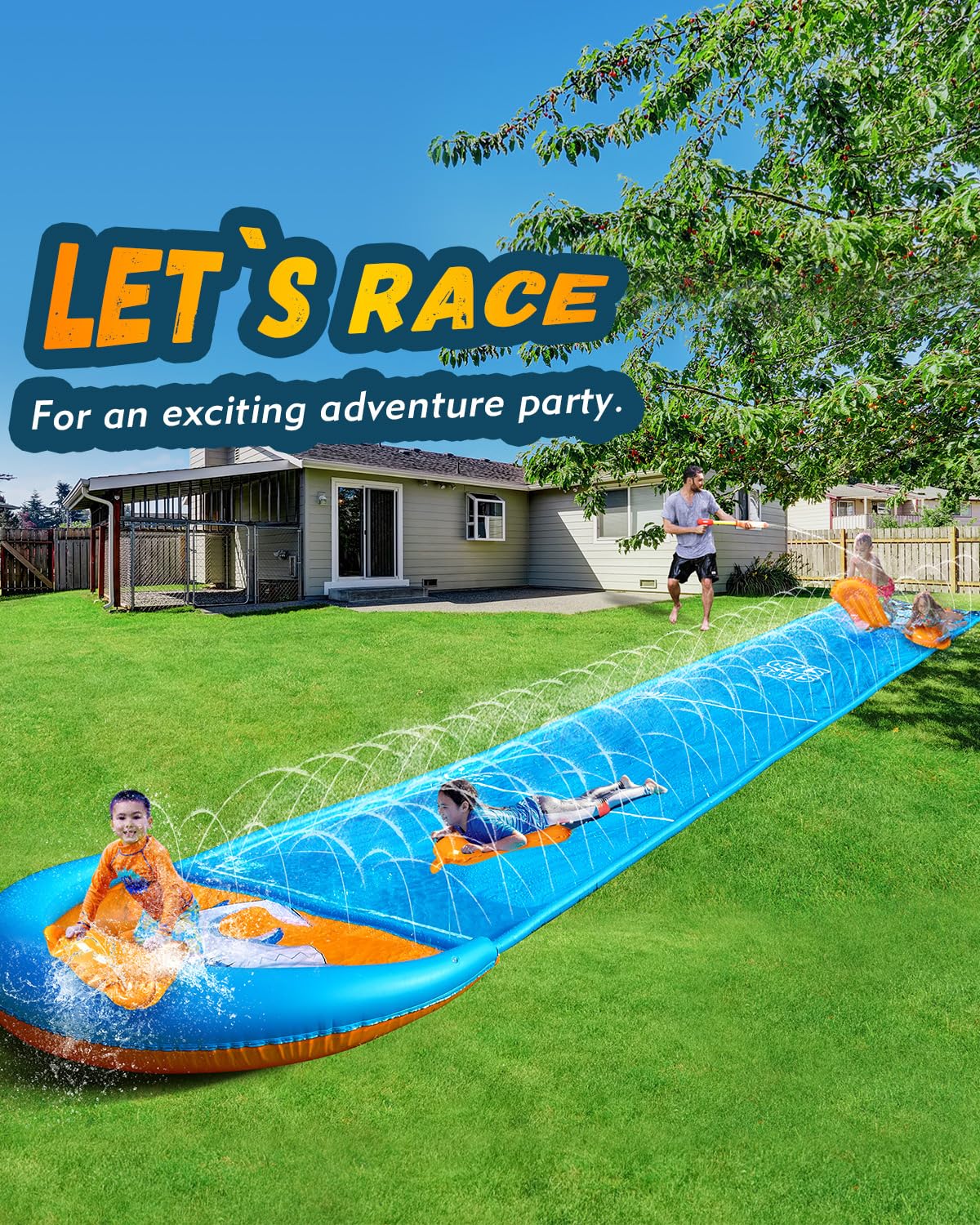 Spring Water inflatable protective tubes on sides and top for safety
