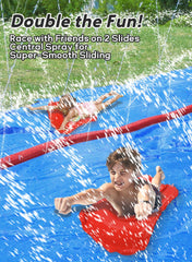 Spring Water slip and water slide double lane encourages friendly racing and splashes.