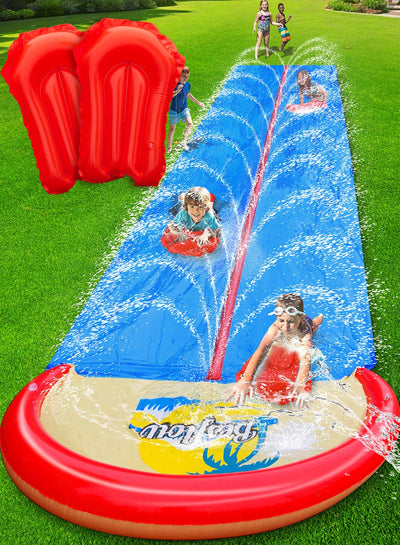 Spring Water slip and water slide long 22ft backyard fun and cooling.