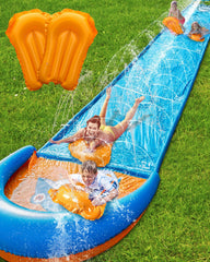 Spring Water slip and slide with sprinkler system for refreshing backyard fun