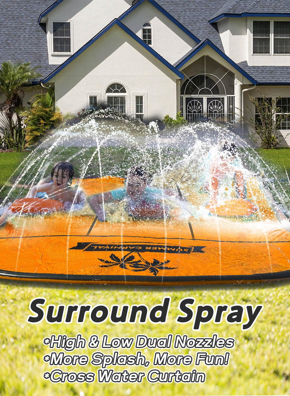Spring Water Slip and Slide blue shark pattern excites kids.