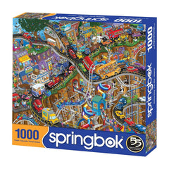 Springbok Getting Away puzzle artwork reveals vibrant colors to energize your sessions.